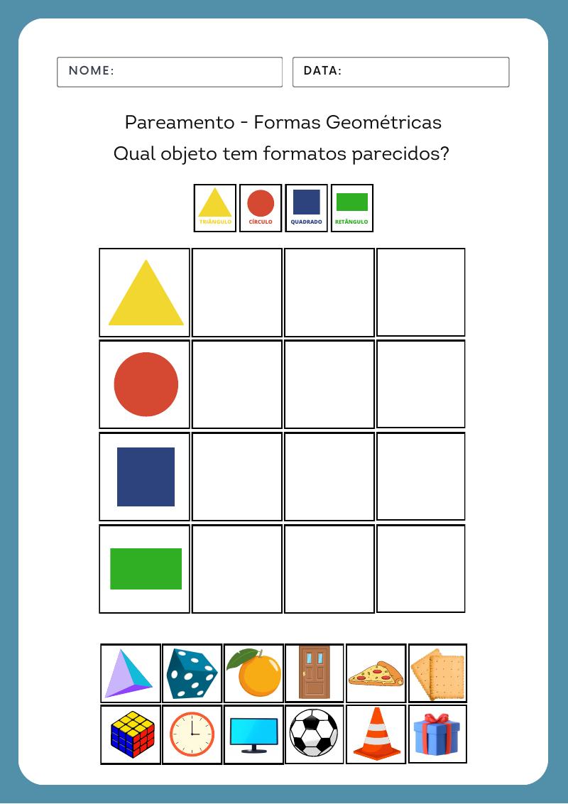 Atividade de pareamento com formas geométricas